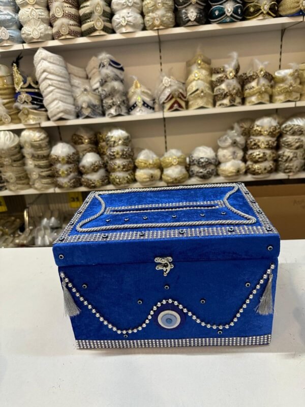 Zarflı Sandık, Nazar Boncuklu, Saks Mavisi-Gümüş
