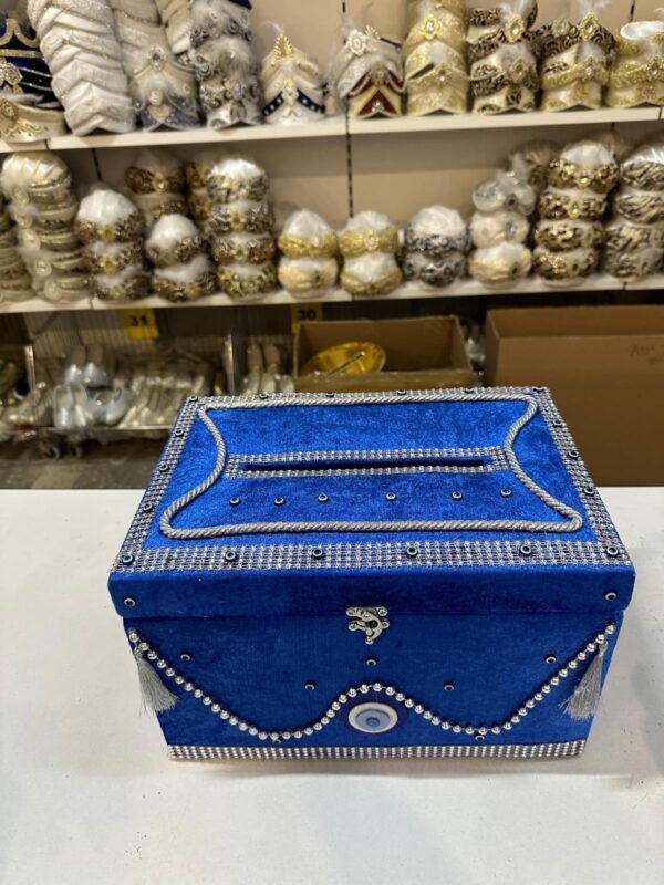 Zarflı Sandık, Nazar Boncuklu, Saks Mavisi-Gümüş
