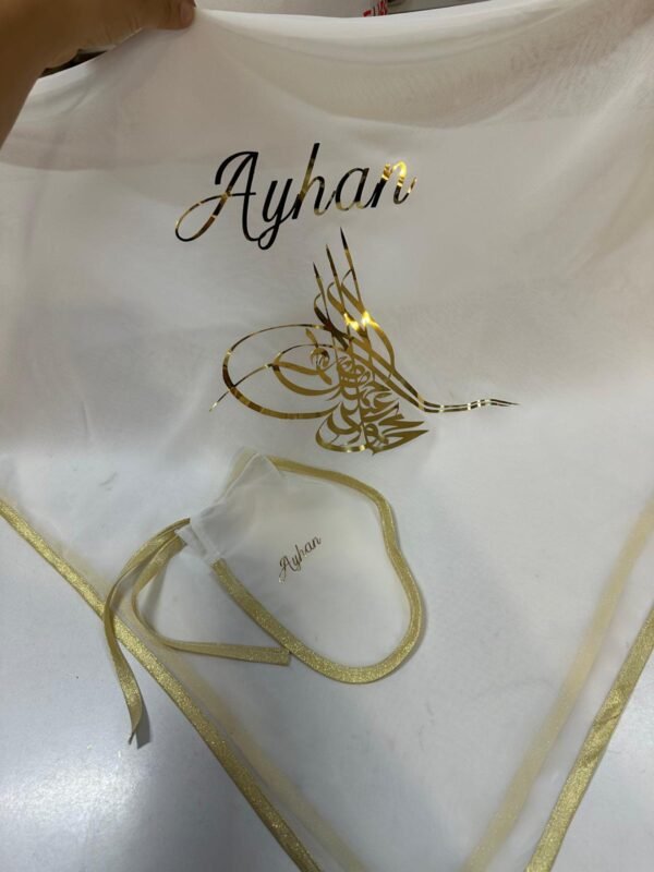 Kına Örtüsü Tül & Eldiveni, Fleksi Baskılı, Krem Altın