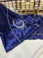 Sünnet Pikesi Tek Kişilik, İsim Nakışlı Çelenkli Lacivert-Beyaz
