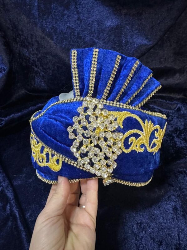 Kadife Berk Kaftan Şapkası-Saks-Altın