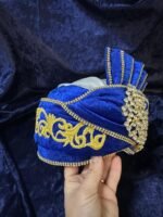 Kadife Berk Kaftan Şapkası-Saks-Altın
