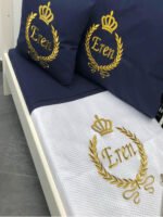 Sünnet Pikesi Tek Kişilik, İsim Nakışlı Lacivert-Altın