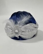 Saten Kaftan Şapkası-Lacivert Gümüş